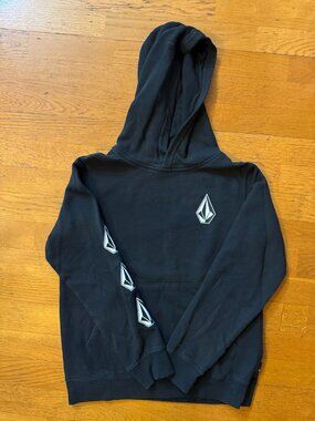 Volcom Boys Large 12Y Black Stone Logo Pullover Hoodie
